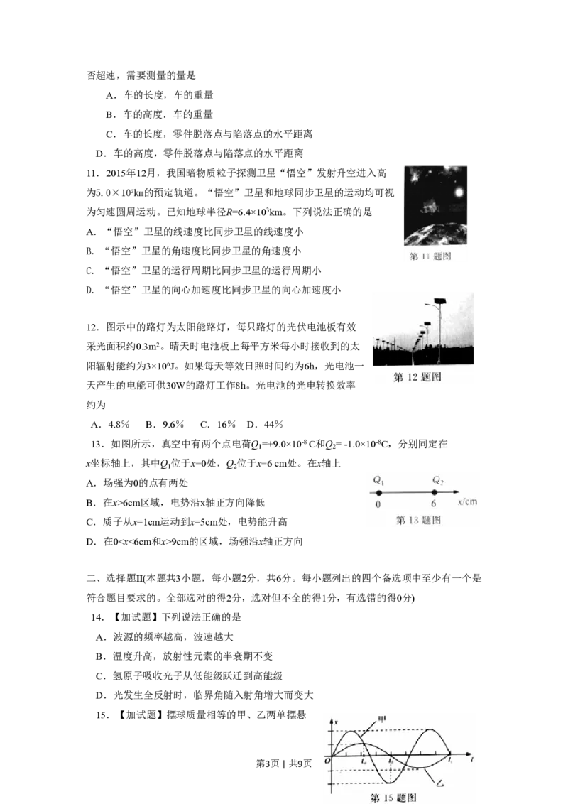 2016年高考物理试卷（浙江）（4月）（空白卷）_物理历年高考真题_新&middot;PDF版2008-2025&middot;高考物理真题_物理（按试卷类型分类）2008-2025_自主命题卷&middot;物理（2008-2025）