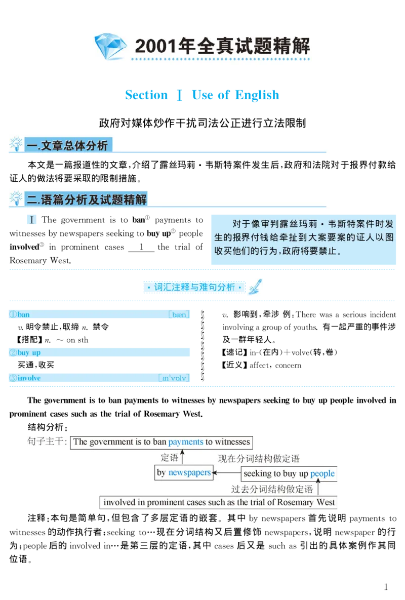 2001年考研英语真题解析_❤️1.1980-2009年考研英语真题及解析(英语一二通用）_02、解析部分_详细版