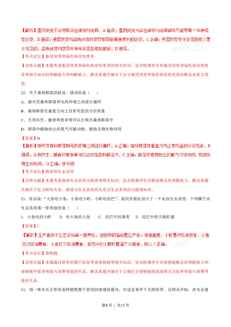 2015年高考生物试卷（海南）（解析卷）_生物历年高考真题_新&middot;PDF版2008-2025&middot;高考生物真题_生物（按省份分类）2008-2025_2008-2024&middot;（海南）生物高考真题