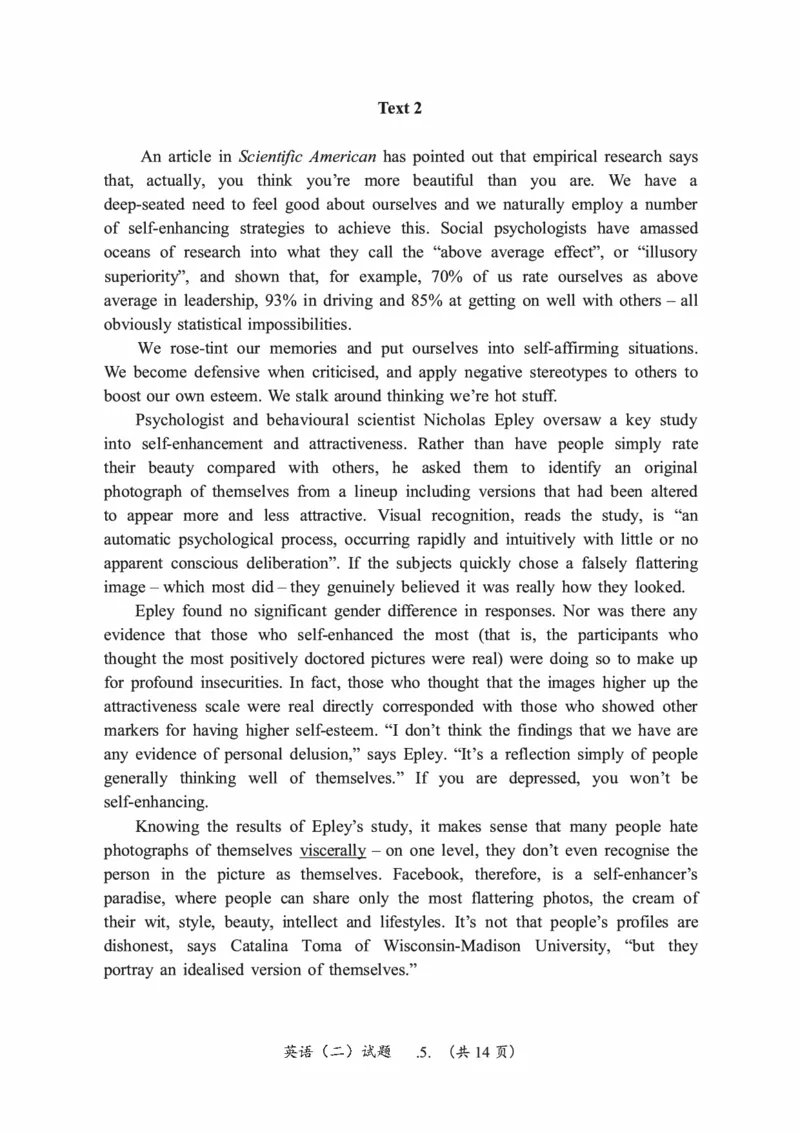 2014年考研英语二真题（可复制搜索查词）(1)_❤️2.2010-2024年考研英语二真题及解析_01、真题部分