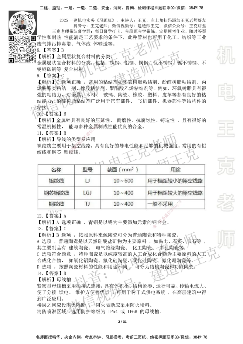 2025一建习题班-附加习题（技术部分）-答案_2026年一级建造师_2026年一建机电_2025年一建机电SVIP_03-习题精析✿实战特训✿模考通关_49-机电《习题解析班》王克SMR_讲义