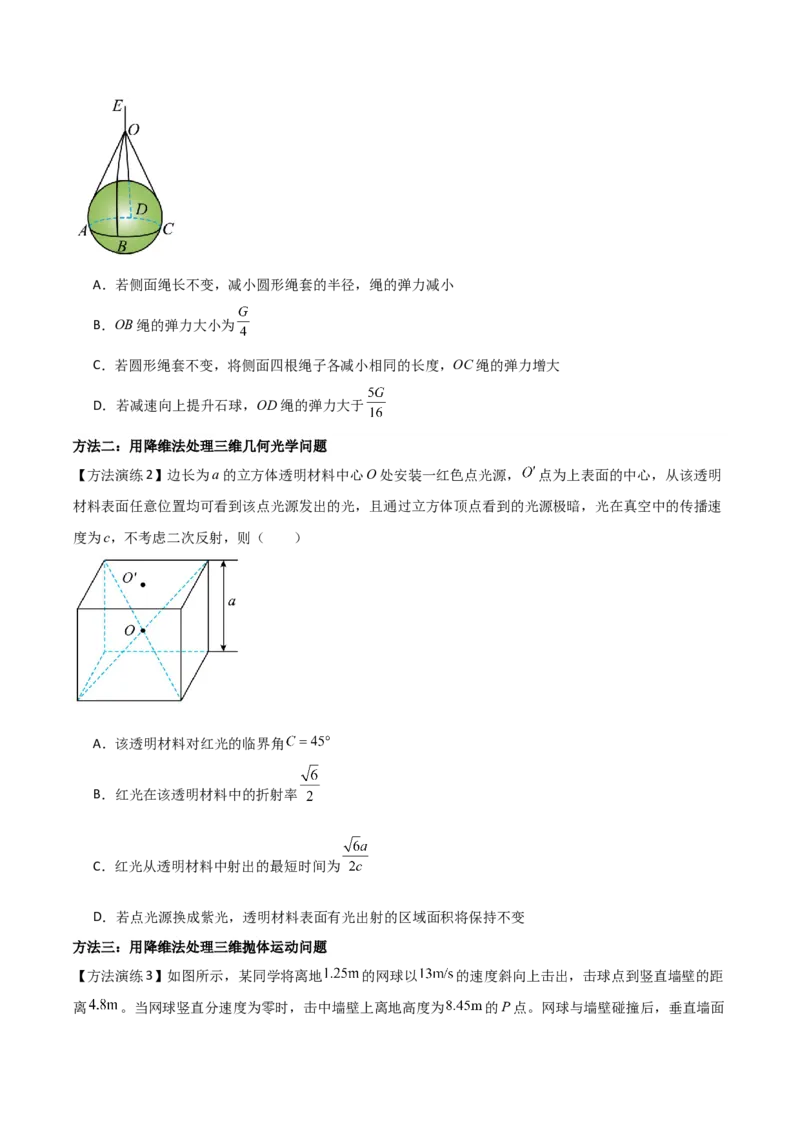 专题09降维法（原卷版）_2025高中物理模型方法技巧高三复习专题练习讲义_高考物理备考方法