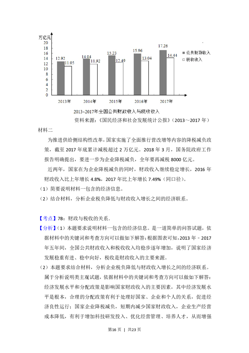2018年高考政治试卷（新课标Ⅱ）（解析卷）_政治历年高考真题_新&middot;PDF版2008-2025&middot;高考政治真题_政治（按省份分类）2008-2025_2010-2025&middot;（辽宁）政治高考真题