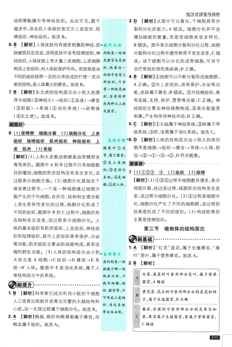 2026版《初中必刷题》生物RJ7上批注式详答与详析_A007初中必刷合集2_A039初中必刷题合集_7上_2026版《初中必刷题》生物RJ7上