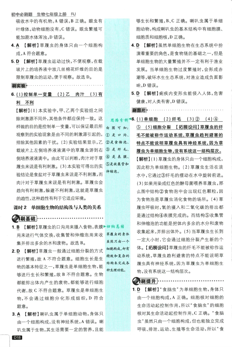 2026版《初中必刷题》生物RJ7上批注式详答与详析_A007初中必刷合集2_A039初中必刷题合集_7上_2026版《初中必刷题》生物RJ7上