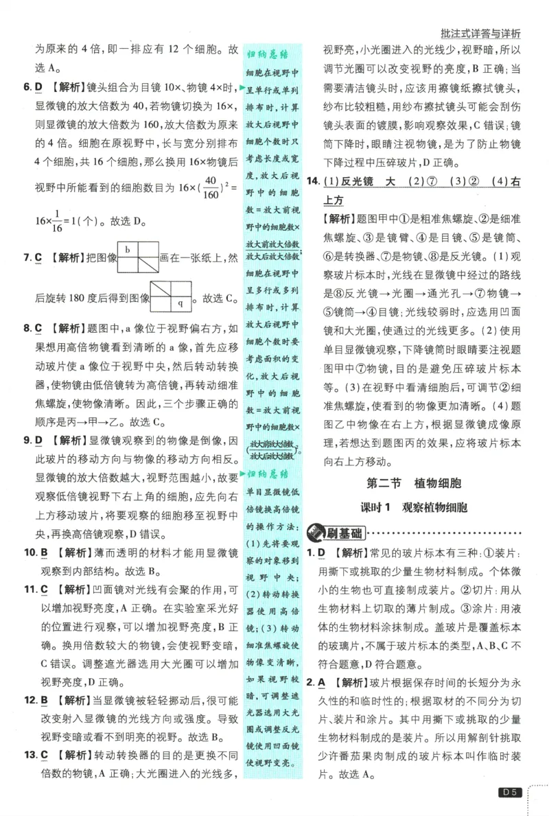 2026版《初中必刷题》生物RJ7上批注式详答与详析_A007初中必刷合集2_A039初中必刷题合集_7上_2026版《初中必刷题》生物RJ7上