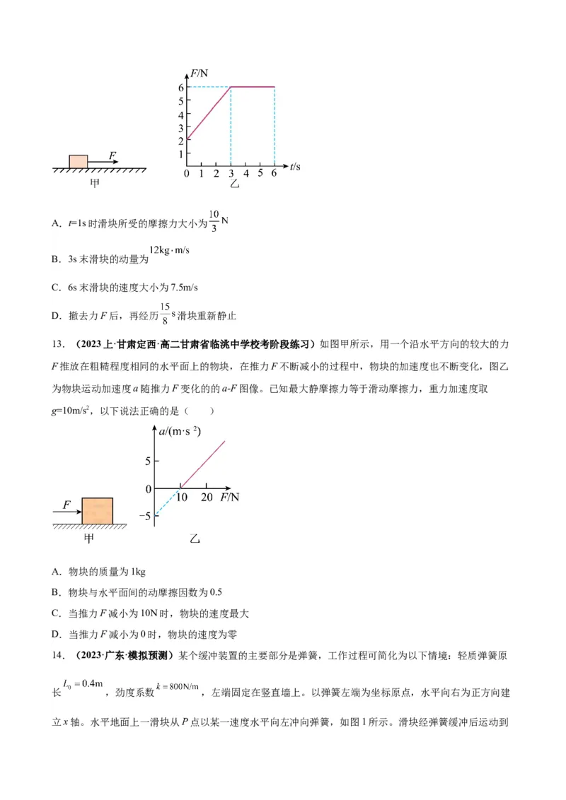 专题02动力学常见图像分析（原卷版）_2025高中物理模型方法技巧高三复习专题练习讲义_高考物理图像与方法