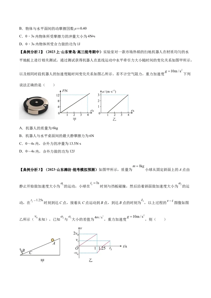 专题02动力学常见图像分析（原卷版）_2025高中物理模型方法技巧高三复习专题练习讲义_高考物理图像与方法