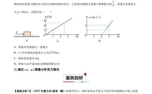 专题02动力学常见图像分析（原卷版）_2025高中物理模型方法技巧高三复习专题练习讲义_高考物理图像与方法