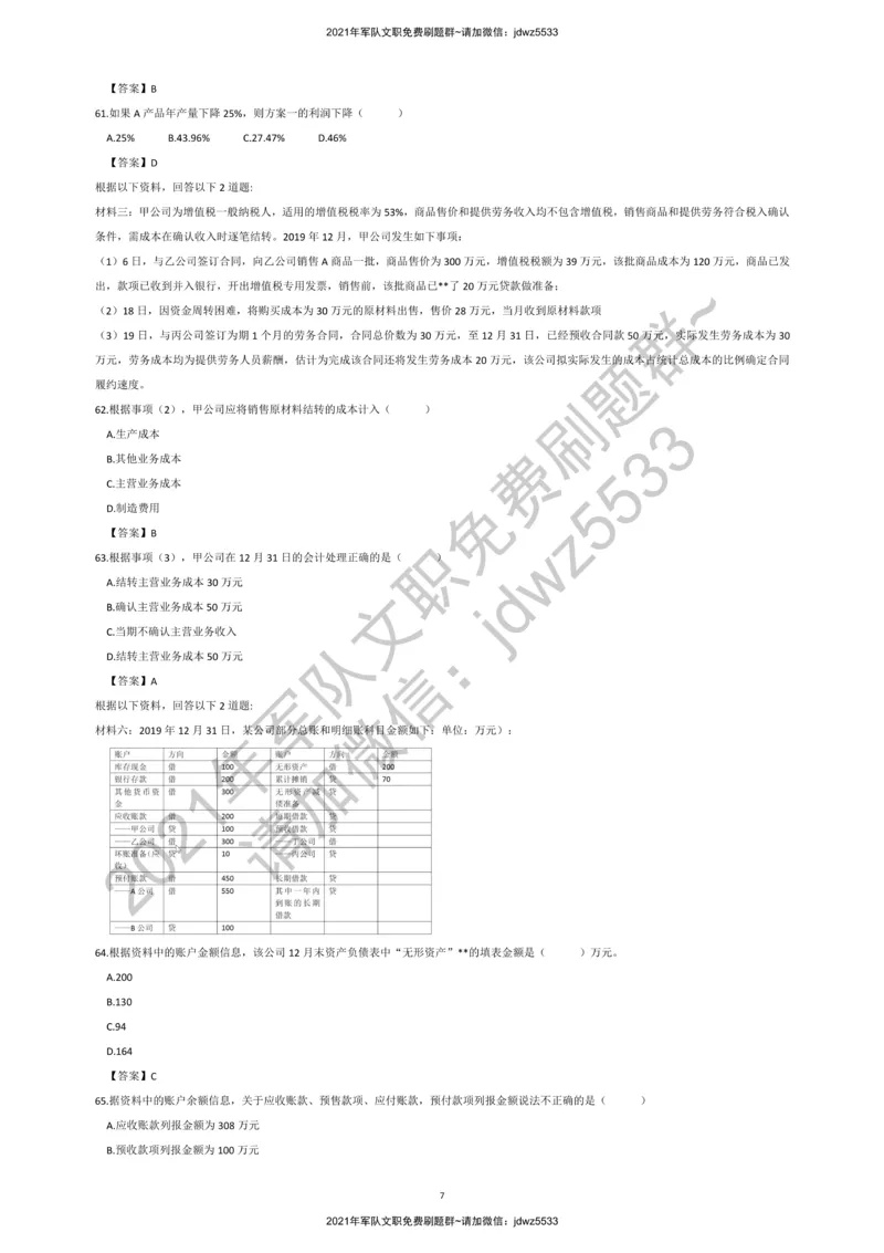 2020军队文职会计学真题+答案_军队文职(1)_01.军队文职真题-专业课_版本二_会计学（2018-2024）