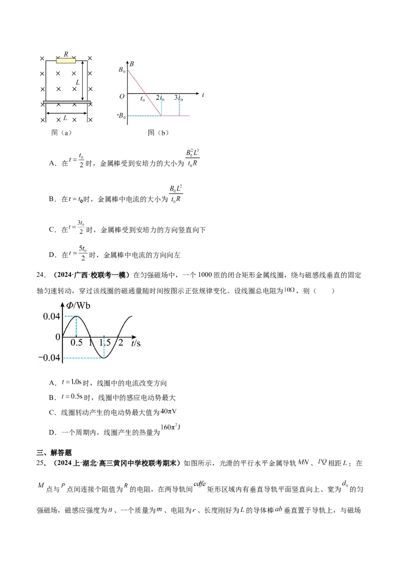 专题06电磁感应、交流电中的图像（原卷版）_2025高中物理模型方法技巧高三复习专题练习讲义_高考物理图像与方法