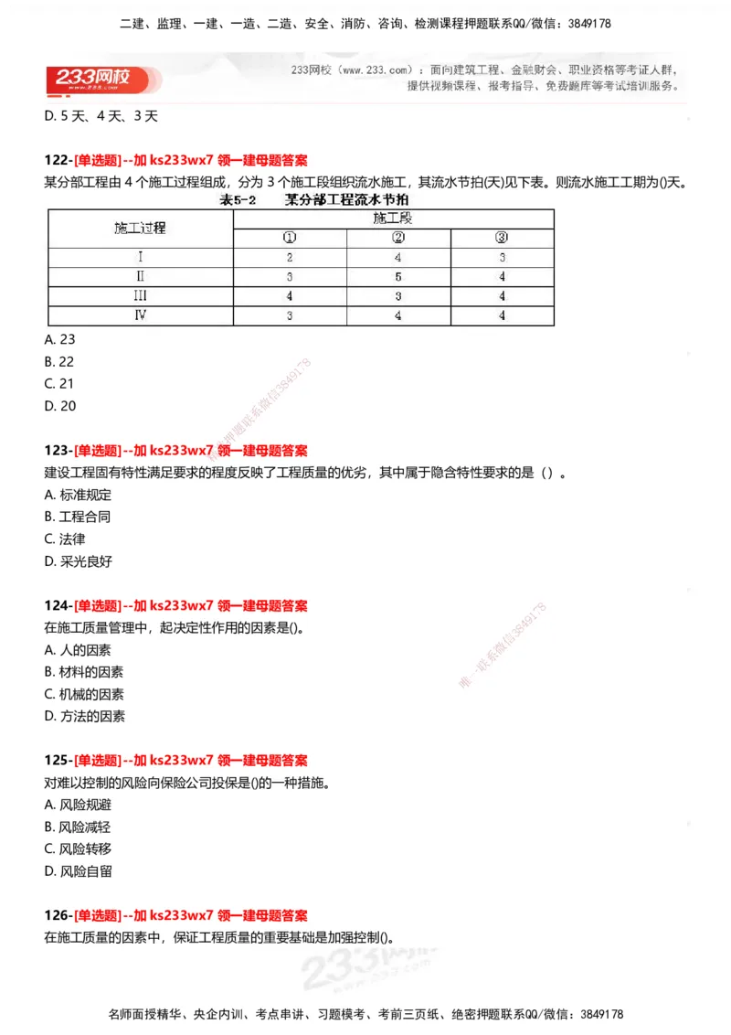 233-管理-母题300题-题目_2026年一级建造师_2026年一建管理_2025年一建管理SVIP_01-精华文档✿电子教材✿历年真题_44-管理《母题300题》233