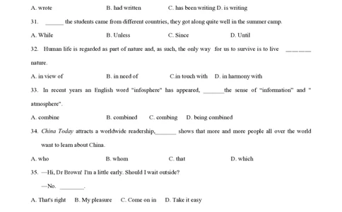 2015年高考英语试卷（福建）（空白卷）_英语历年高考真题_新&middot;PDF版2008-2025&middot;高考英语真题_英语（按年份分类）2008-2025_2015&middot;高考英语真题