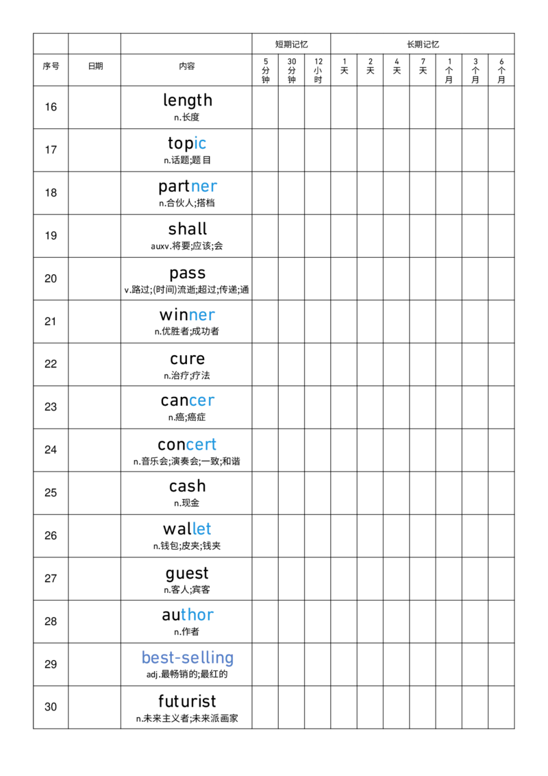 2025秋人教版八年级上册英语U7艾宾浩斯记忆表单词默写_初中英语新版_最新人教版英语八年级上册_新版_初中英语8上新更新第三套可选择_10单词默写+字帖_单词表