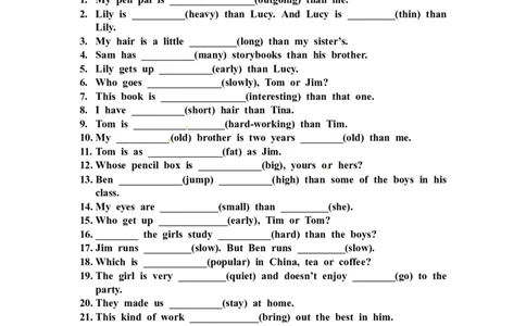 11.八年级上学期期末复习用所给单词的正确形式填空Unit1-10（无答案）_初中英语新版_最新人教版英语八年级上册_老版（含有参考价值）