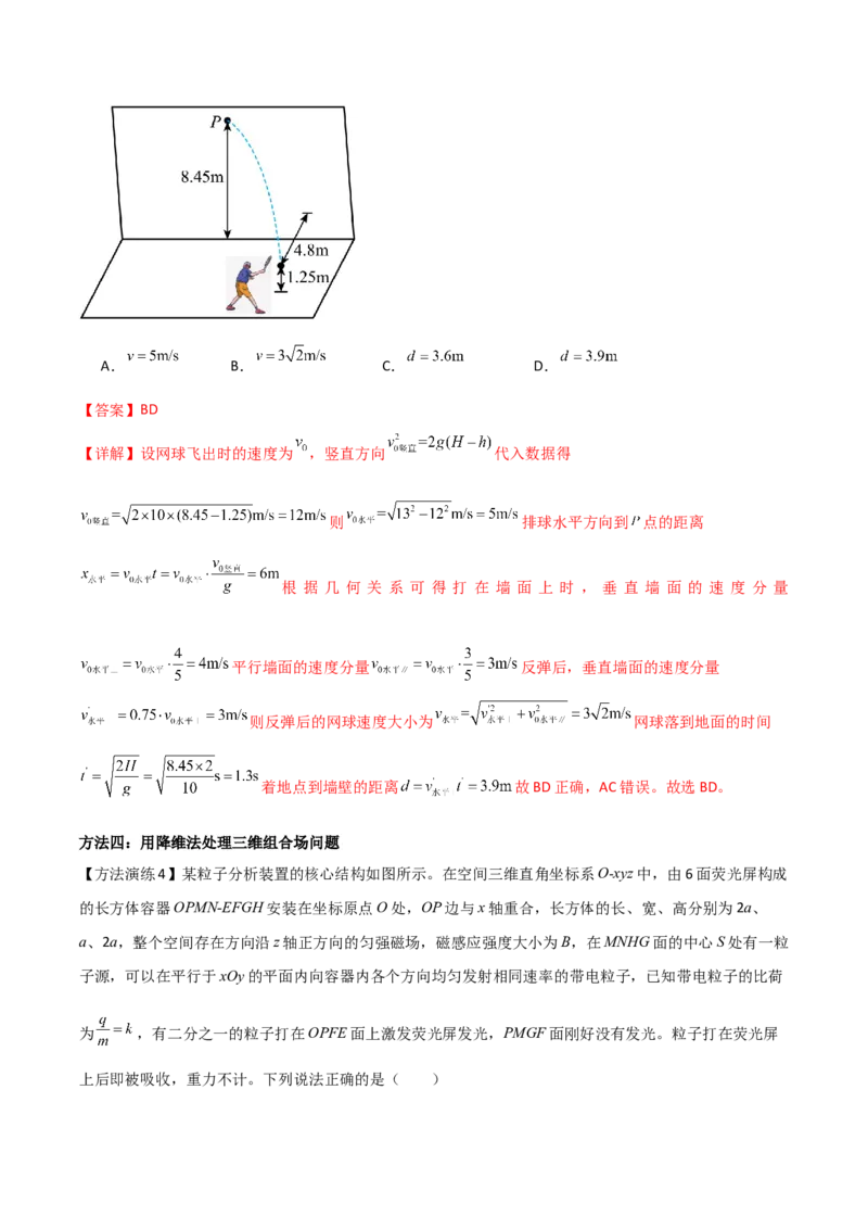 专题09降维法（解析版）_2025高中物理模型方法技巧高三复习专题练习讲义_高考物理备考方法
