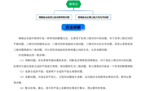 专题09降维法（解析版）_2025高中物理模型方法技巧高三复习专题练习讲义_高考物理备考方法