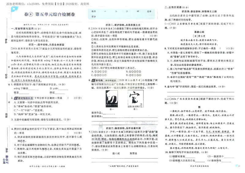 2026《初中上分卷&bull;语文》7上_2026版初中《必刷题上分卷》7年级上册（7科全套）_2026《初中上分卷&bull;语文》7上（人教版）