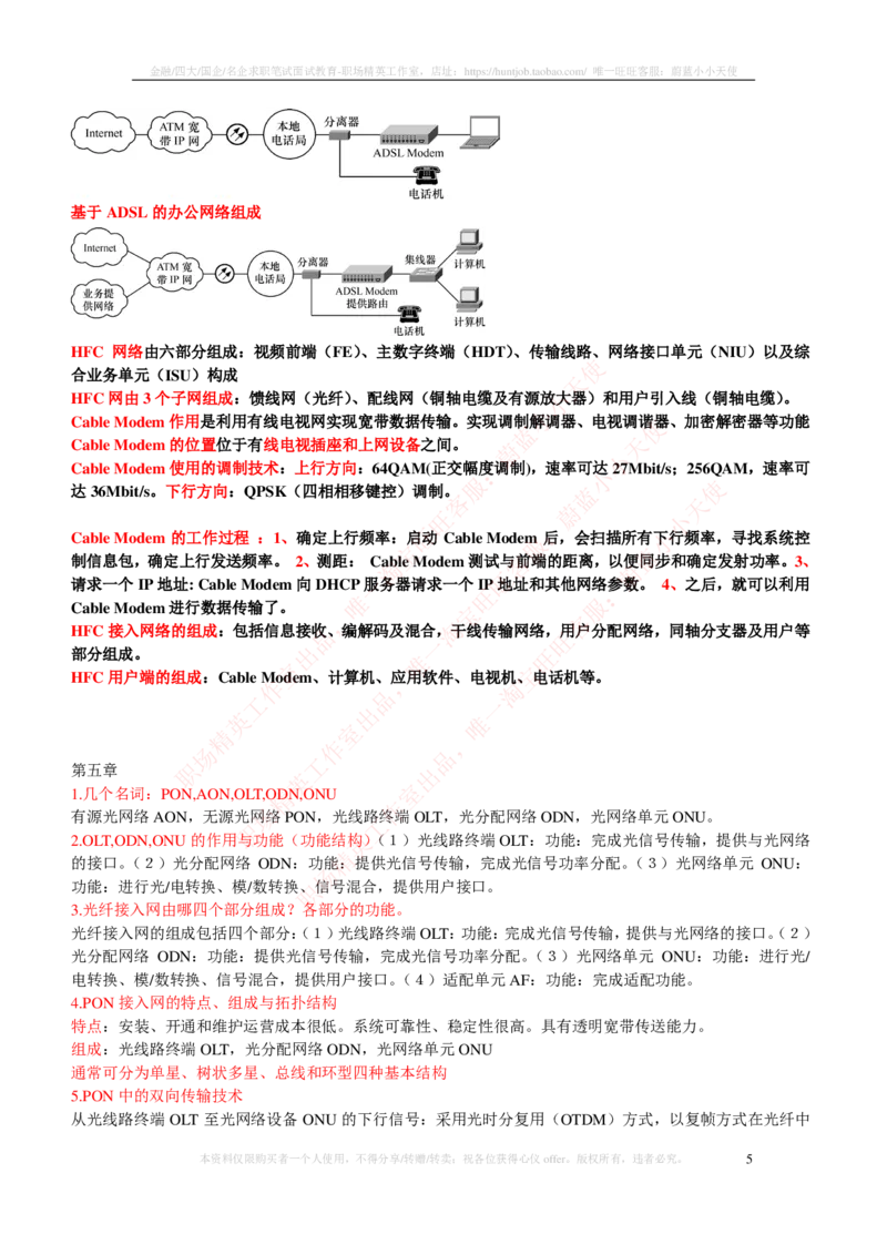 通信类-宽带网接入技术知识点整理_三桶油_中国石油_中石油笔试_笔试。！_7-专业测试部分（仅需看自己专业即可）_3.14通信类