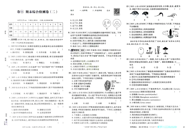 2026初中上分卷生物7年级上册_2026版初中《必刷题上分卷》7年级上册（7科全套）_2026《初中上分卷&bull;生物》7上（人教版）