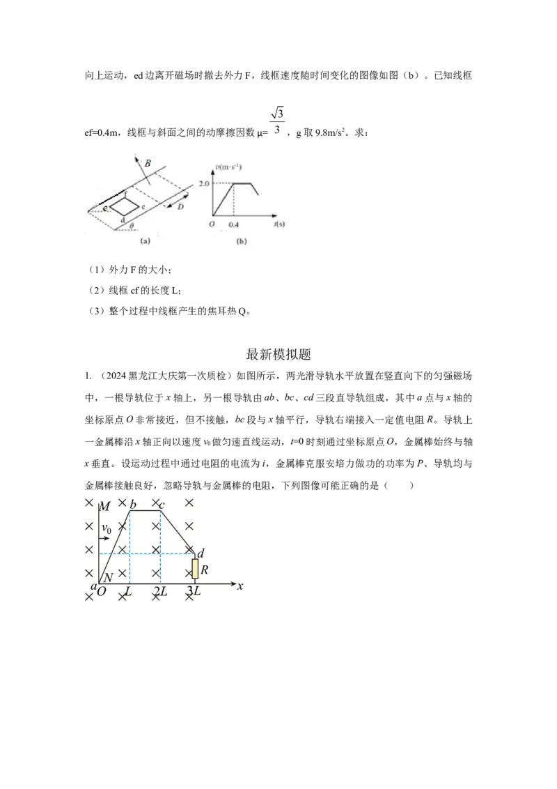 模型63电磁感应+图像模型（原卷版）_2025高中物理模型方法技巧高三复习专题练习讲义_高考物理模型最新模拟题专项训练