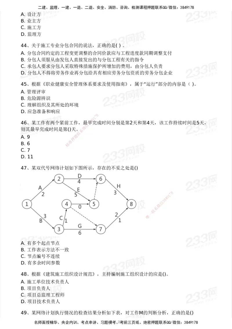 233-管理-模考大赛试卷4月真题演练_2026年一级建造师_2026年一建管理_2025年一建管理SVIP_01-精华文档✿电子教材✿历年真题_45-管理《模考大赛试卷+四色笔记》233
