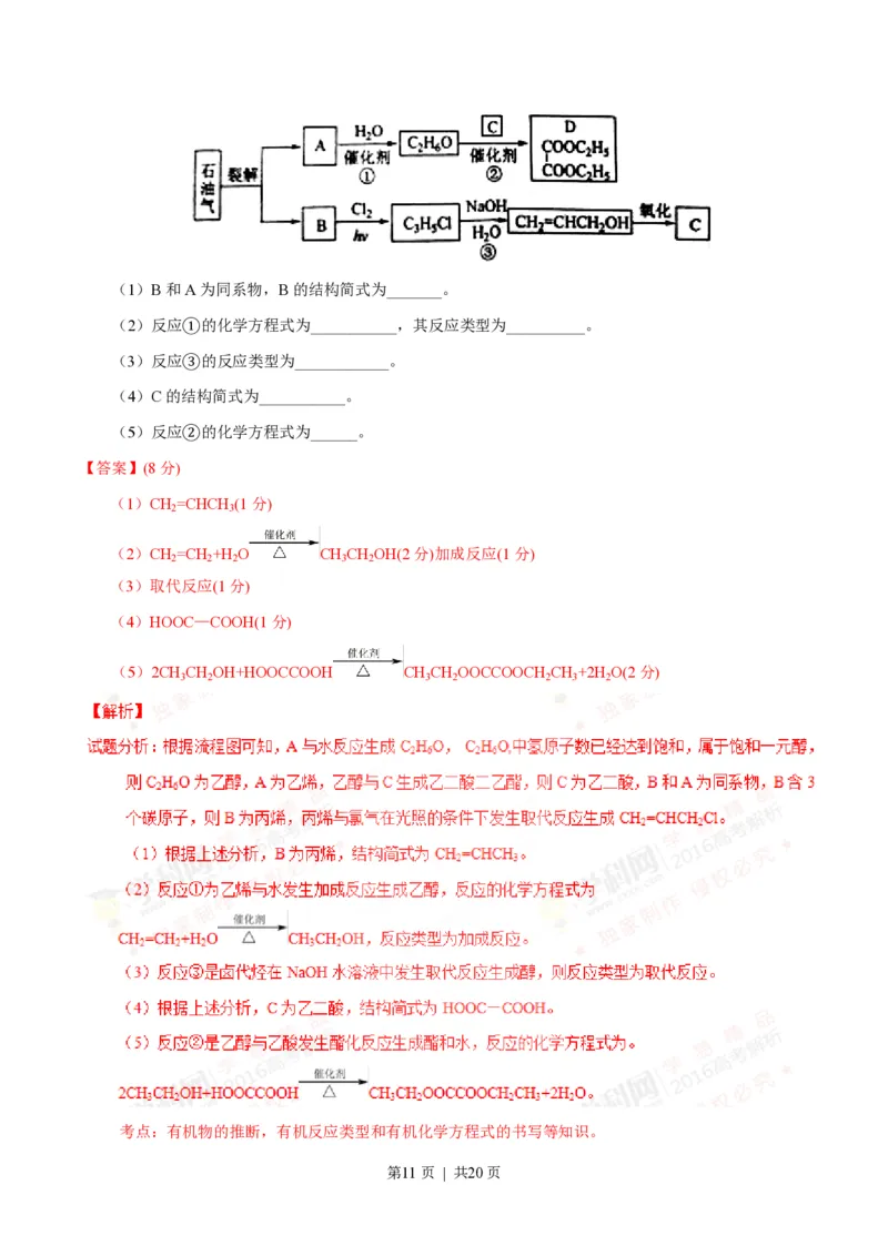 2016年高考化学试卷（海南）（解析卷）_历年高考真题合集_化学历年高考真题_新&middot;PDF版2008-2025&middot;高考化学真题_化学（按试卷类型分类）2008-2025_自主命题卷&middot;化学（2008-2025）(1)