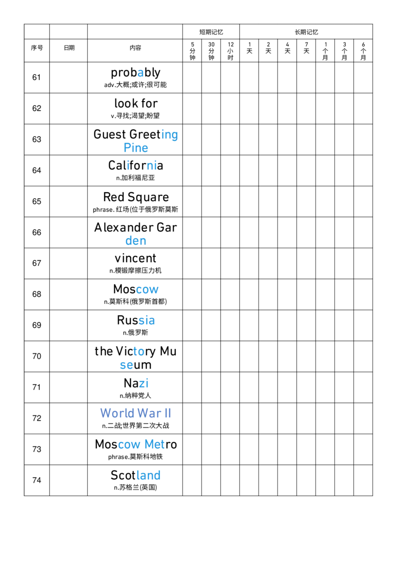 2025秋人教版八年级上册英语U1艾宾浩斯记忆表单词默写_初中英语新版_最新人教版英语八年级上册_新版_初中英语8上新更新第三套可选择_10单词默写+字帖_单词表