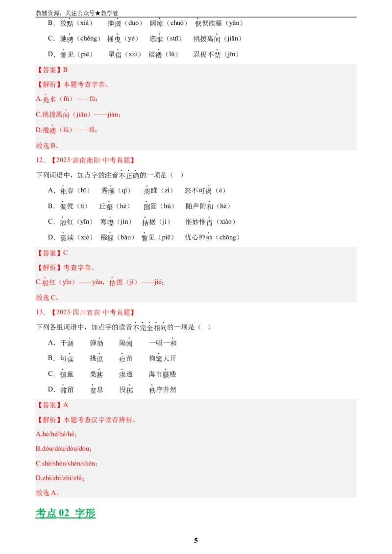 专题01字音字形(解析版)_2023-2025《3年中考1年模拟真题分类汇编》语文