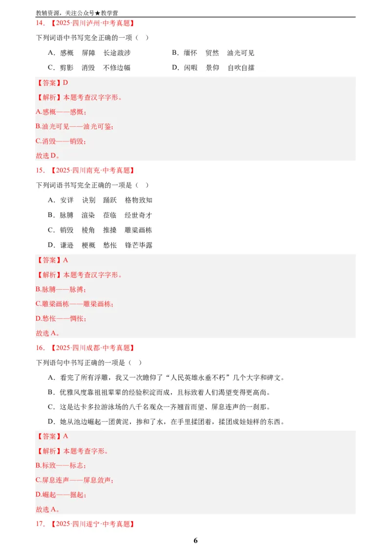 专题01字音字形(解析版)_2023-2025《3年中考1年模拟真题分类汇编》语文
