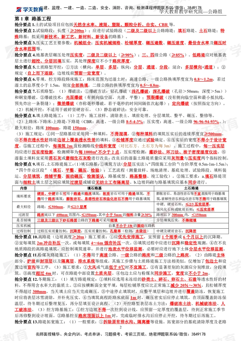 01.2025一建《公路》考前10页纸（完整版）_2026年一级建造师_2026年一建公路_2025年一建公路SVIP_04-冲刺串讲✿考点强化✿小灶集训_51-公路《考前密训班》赵天娇XT_--配套讲义--