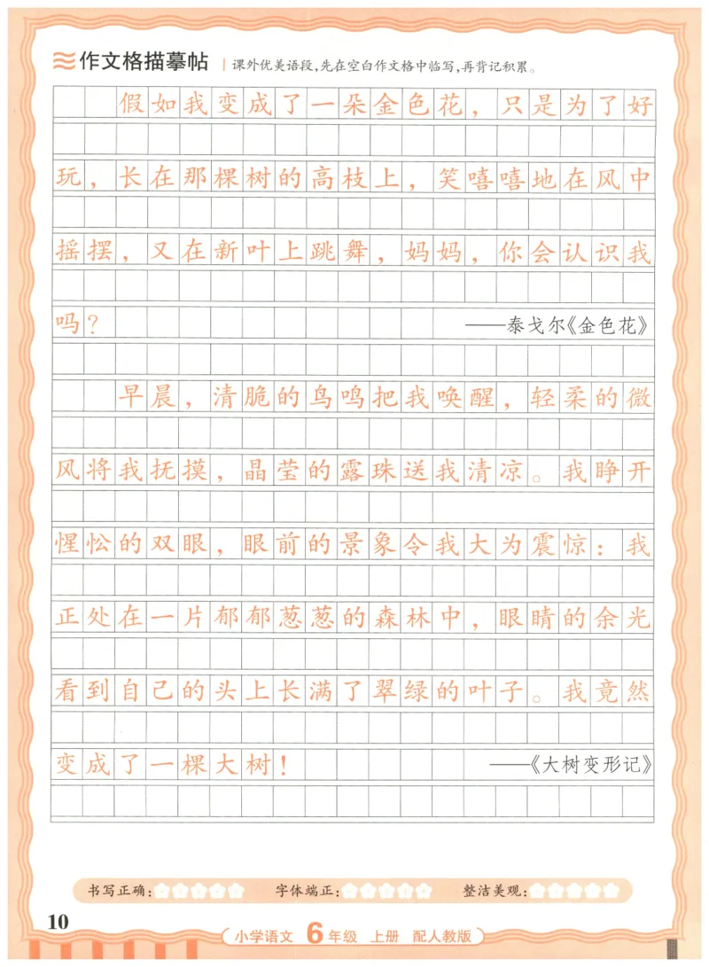 25秋王朝霞活页同步字帖-6年级上_25秋《王朝霞语文活页同步字帖》1-6上