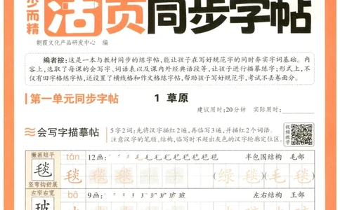 25秋王朝霞活页同步字帖-6年级上_25秋《王朝霞语文活页同步字帖》1-6上