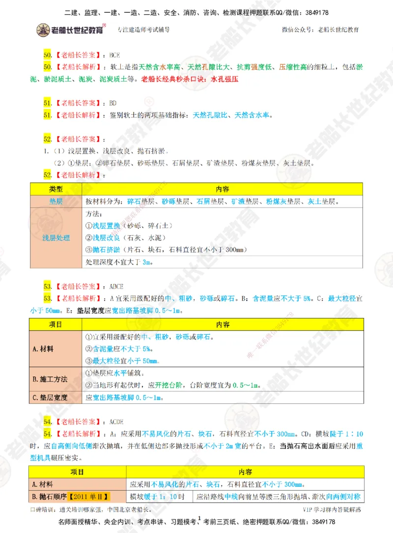 02老船长一建公路&mdash;&mdash;点题强化直播02-答案_2026年一级建造师_2026年一建公路_2025年一建公路SVIP_04-冲刺串讲✿考点强化✿小灶集训_21-公路《点题强化班》老船长JQ推荐_讲义