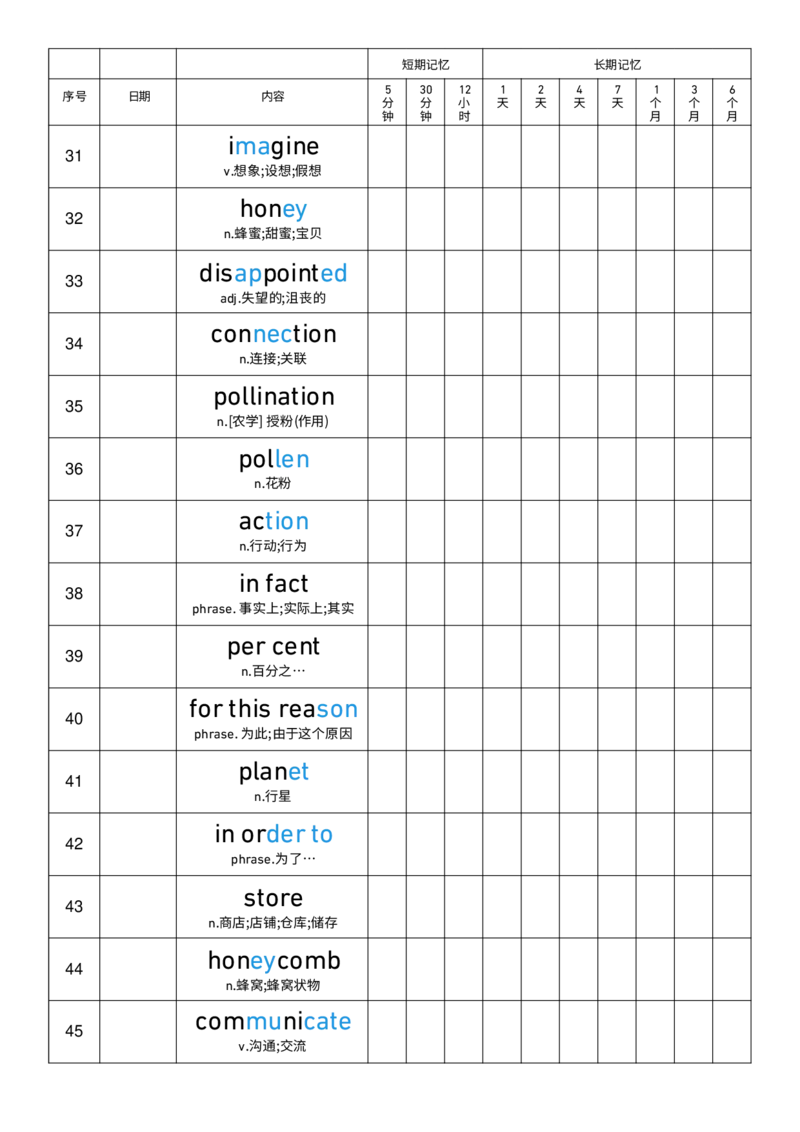 2025秋人教版八年级上册英语U4艾宾浩斯记忆表单词默写_初中英语新版_最新人教版英语八年级上册_新版_初中英语8上新更新第三套可选择_10单词默写+字帖_单词表