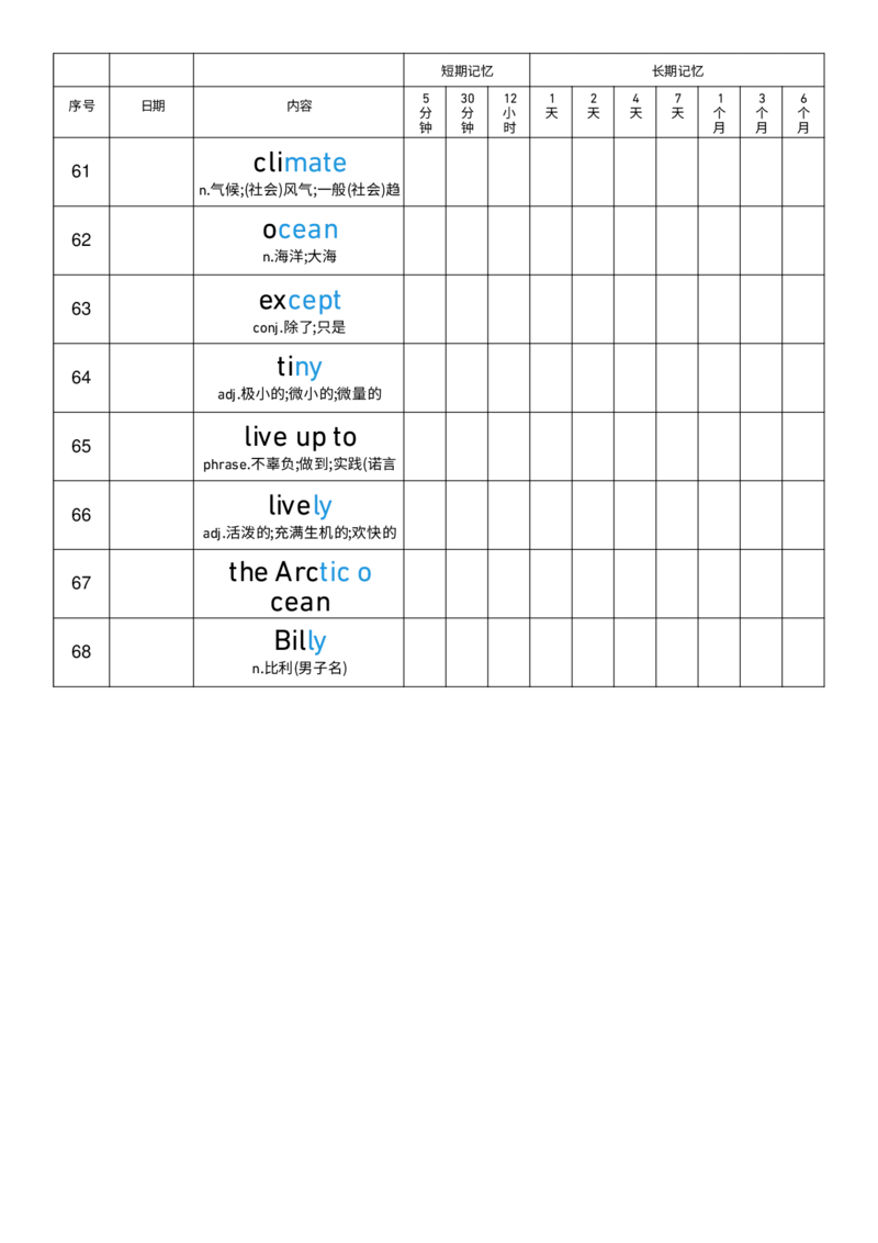 2025秋人教版八年级上册英语U4艾宾浩斯记忆表单词默写_初中英语新版_最新人教版英语八年级上册_新版_初中英语8上新更新第三套可选择_10单词默写+字帖_单词表
