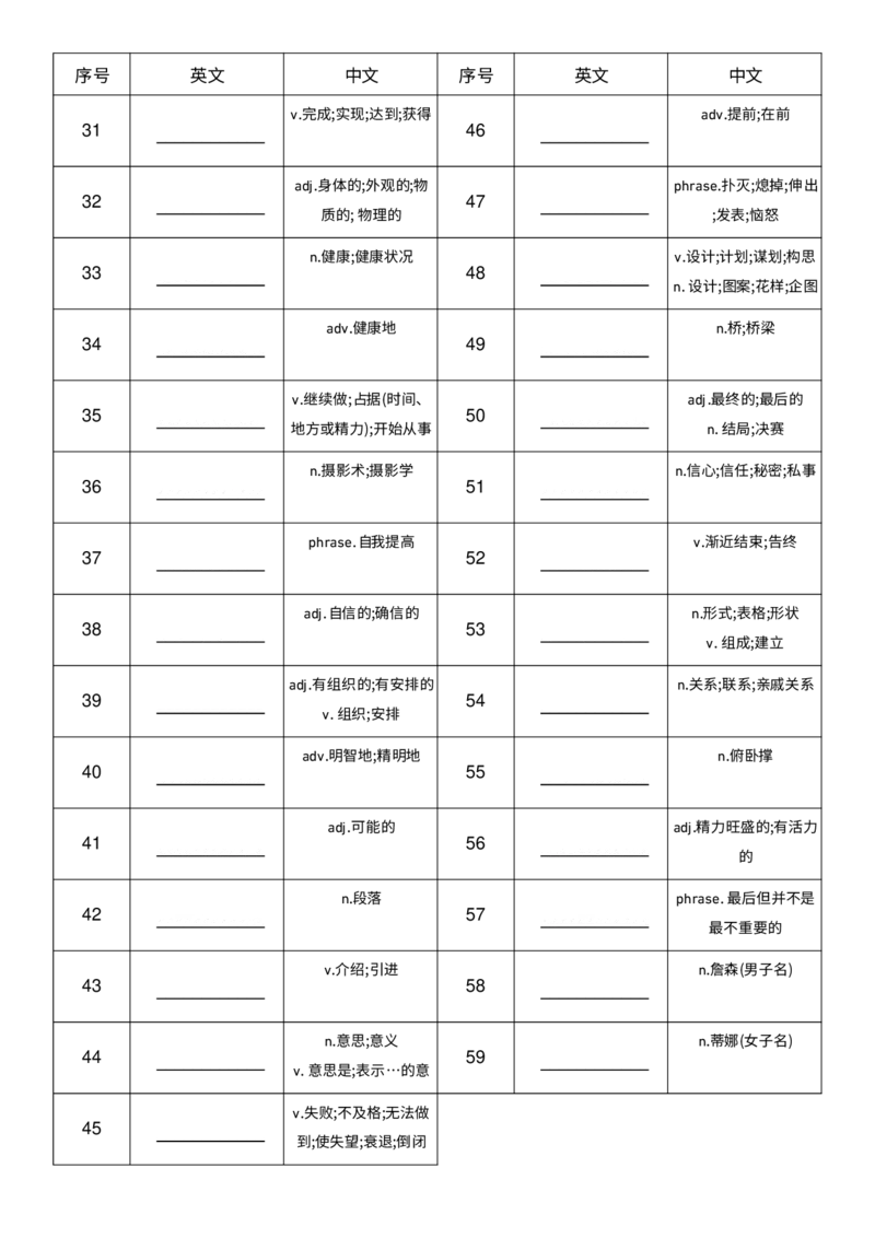 2025秋人教版八年级上册英语U6中译英单词默写_初中英语新版_最新人教版英语八年级上册_新版_初中英语8上新更新第三套可选择_10单词默写+字帖_单词表