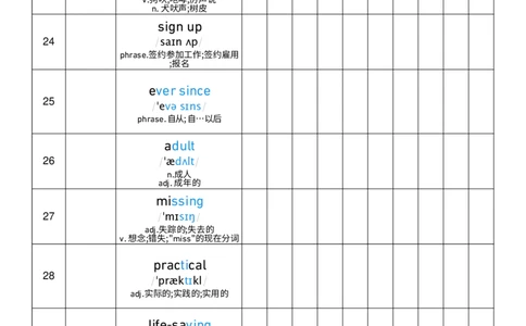 2026春人教版英语八下Unit8艾宾浩斯记忆_初中英语新版_最新人教版英语八年级下册_2026春新人教版八下（更新中）_04单词背诵默写8个表（全）