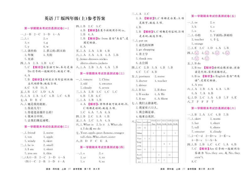 《期末大盘点》四年级上册英语人教精通版_2024年人教版小学数学一二三四五六年级上册下册期中期末试a0747_小学全科《同步练习+精品试卷》打包下载（1-6年级单元月考期中期末试卷）