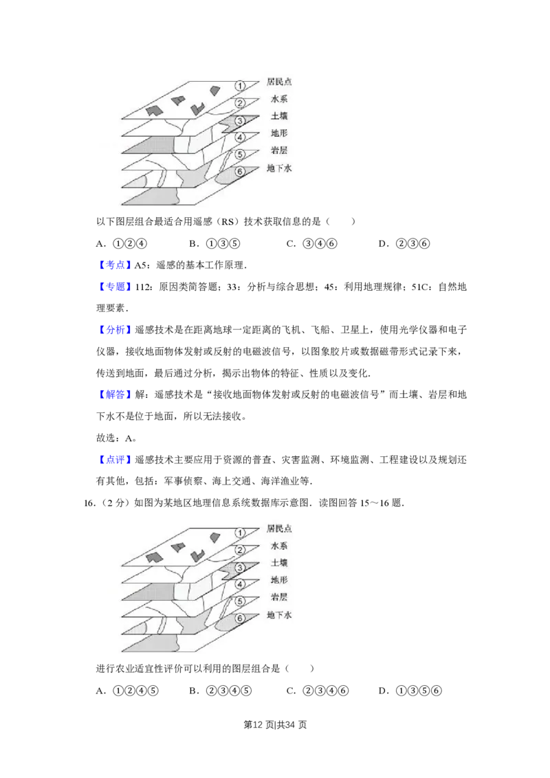 2016年高考地理试卷（江苏）（解析卷）_地理历年高考真题_新&middot;PDF版2008-2025&middot;高考地理真题_地理（按试卷类型分类）2008-2025_自主命题卷&middot;地理（2008-2025）