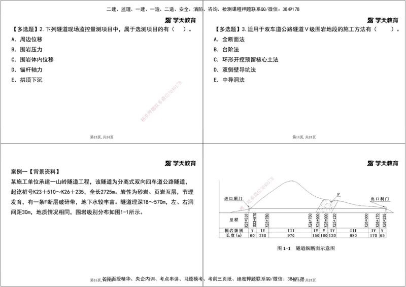 23.2025年一建《公路》预习直播-隧道工程4.9总结及作业（黑白打印版）_2026年一级建造师_2026年一建公路_2025年一建公路SVIP_02-基础精讲✿高端面授✿深度强化_--配套讲义--