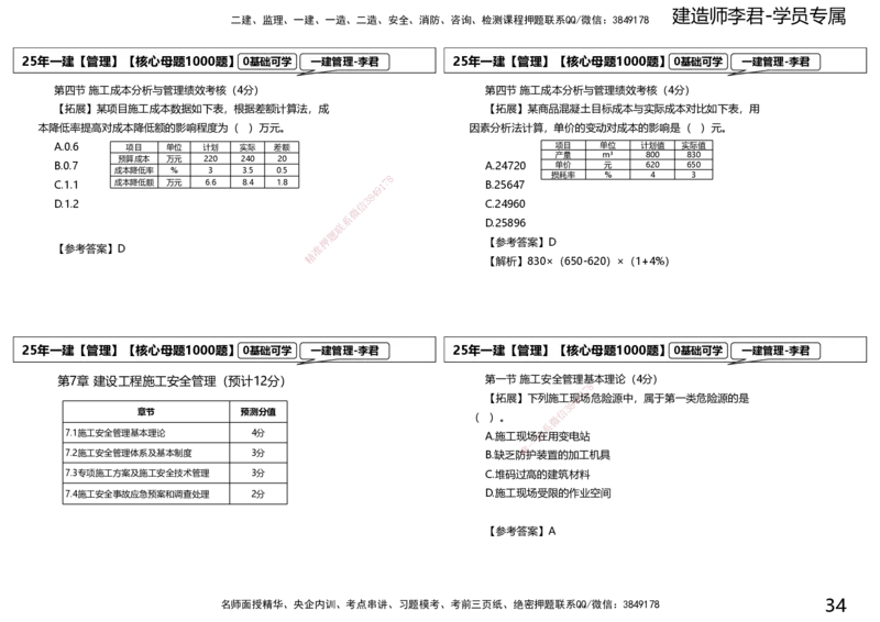 25一建母题补充讲义_2026年一级建造师_2026年一建管理_2025年一建管理SVIP_03-习题精析✿实战特训✿模考通关_30-管理《核心1000题》李君XSW