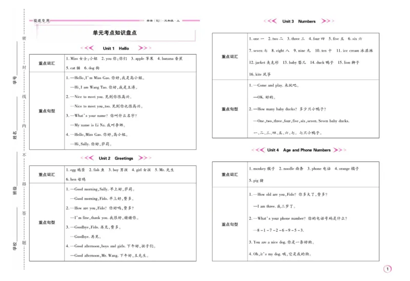 《期末大盘点》三年级上册英语闽教版_2024年人教版小学数学一二三四五六年级上册下册期中期末试a0747_小学全科《同步练习+精品试卷》打包下载（1-6年级单元月考期中期末试卷）