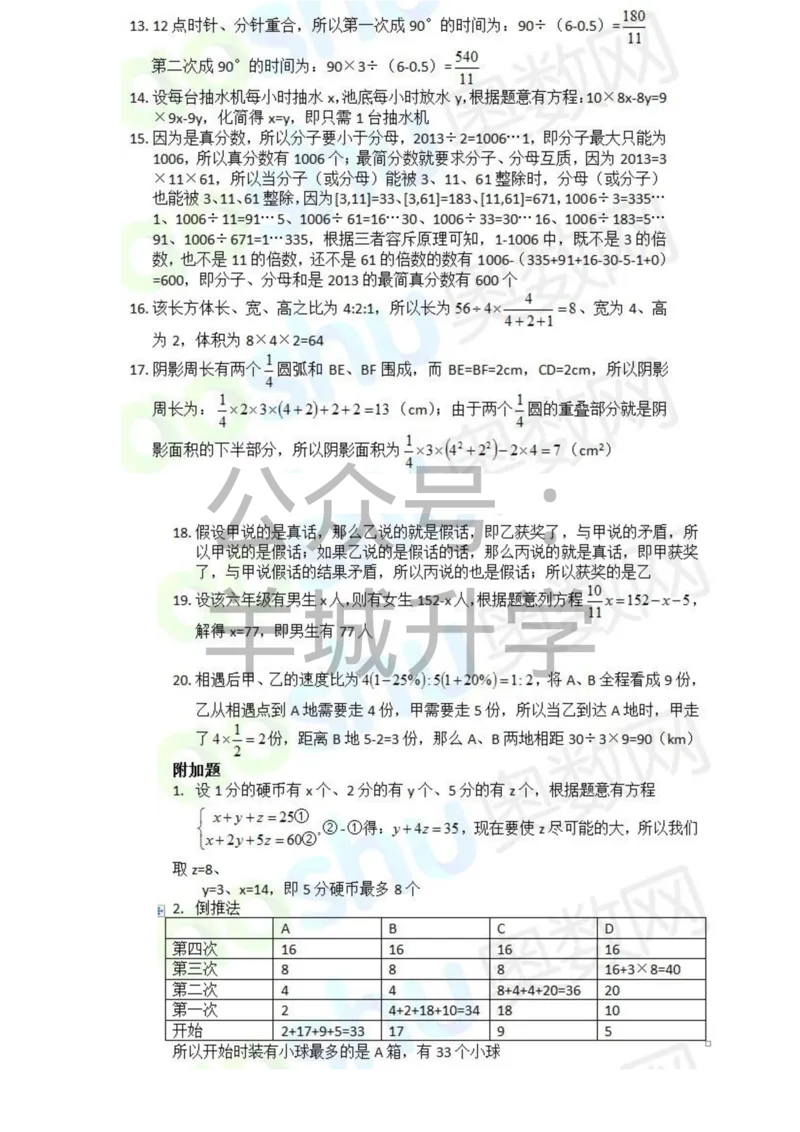 2013年希望杯六年级第1试答案详解_希望杯IHC_往届_六年级