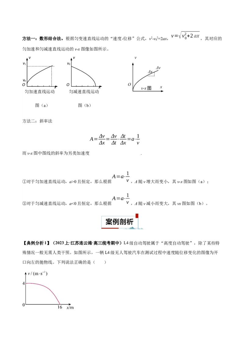 专题01运动学常见的图像分析（解析版）_2025高中物理模型方法技巧高三复习专题练习讲义_高考物理图像与方法