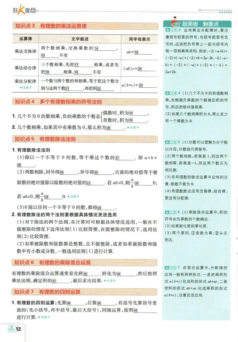 2026《初中必刷题》数学(RJ)7上狂K重点_2026《初中必刷题》全科多版本_2025秋_2026版初中《必刷题》7年级上册（7科全）（多版本合集）_2026版初中《必刷题》7年级上册（数学）（人教）