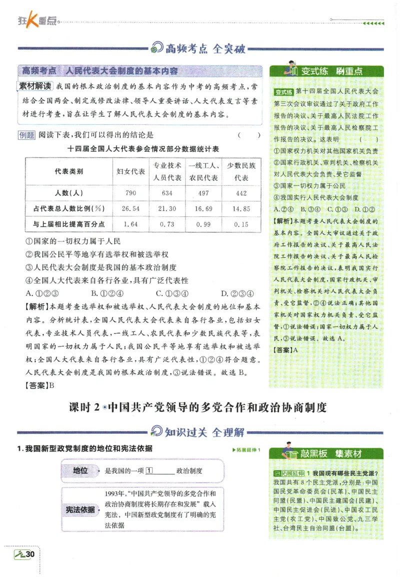 2026春《初中必刷题》道法RJ8下狂K重点_2026春《初中必刷题》道法RJ8下