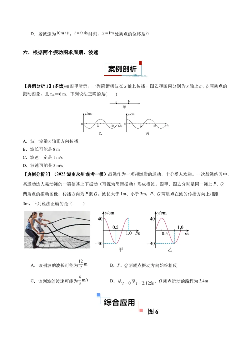 专题09振动图像与波动图像（原卷版）_2025高中物理模型方法技巧高三复习专题练习讲义_高考物理图像与方法