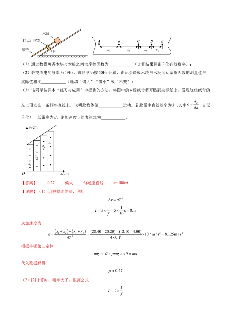 专题02力学实验通性通法讲解（解析版）_2025高中物理模型方法技巧高三复习专题练习讲义_高考物理备考技巧