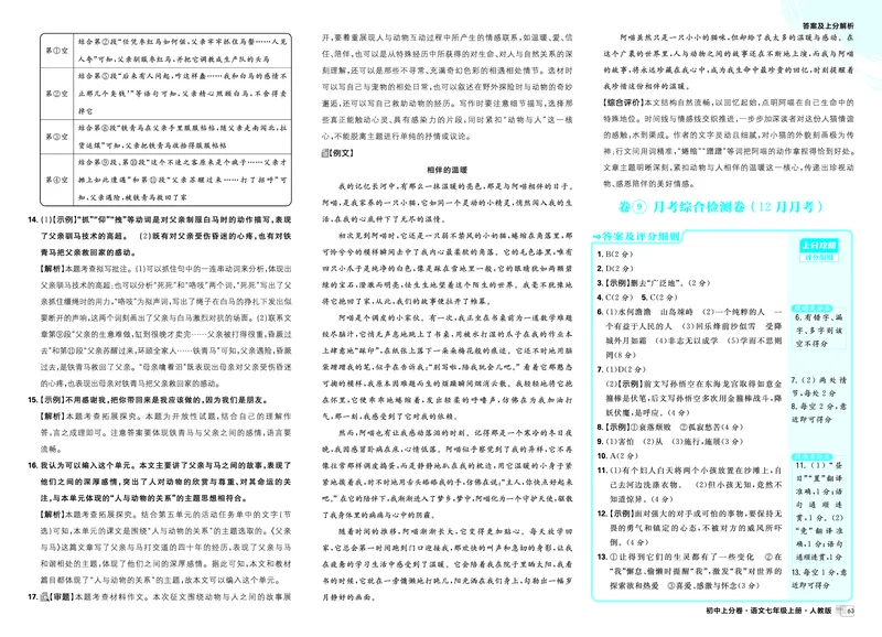 2026《初中上分卷&bull;语文》7上解析册_2026版初中《必刷题上分卷》7年级上册（7科全套）_2026《初中上分卷&bull;语文》7上（人教版）